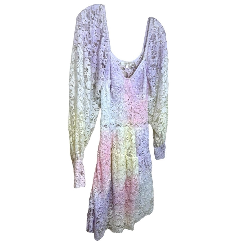 LoveShackFancy Pastel Lace Mini Dress in Pink, Purple, Cream - Picture 5 of 16